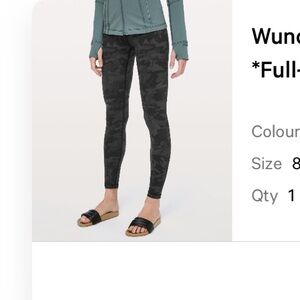 LULULEMON Wunder Under Full Om Luon Camo Print Leggings Black Size 8 EUC